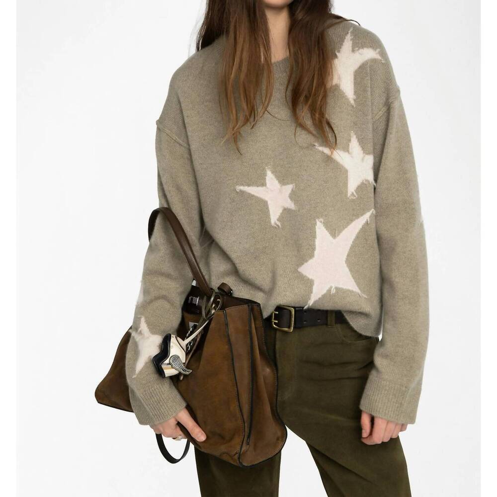 NEW ZADIG & VOLTAIRE markuz cashmere sweater in olive